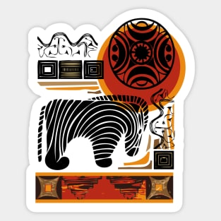 African motifs with zebra Sticker